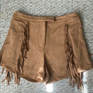 Kittenish Suede Fringe Shorts